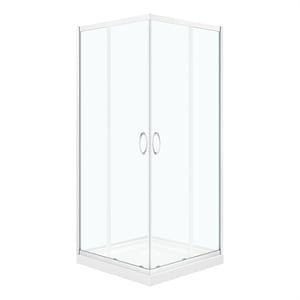 Pemberly Row 36&quotx36&quotx73&quot 2-Piece Square Corner Shower Kit in Chrome