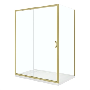 Pemberly Row 60&quotx36&quotx72.83&quot 3-Piece Corner Shower Kit in Gold