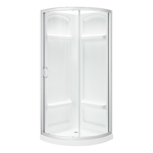 Pemberly Row 35&quotx35&quotx73&quot 3-Piece Round Corner Shower Kit in Nickel