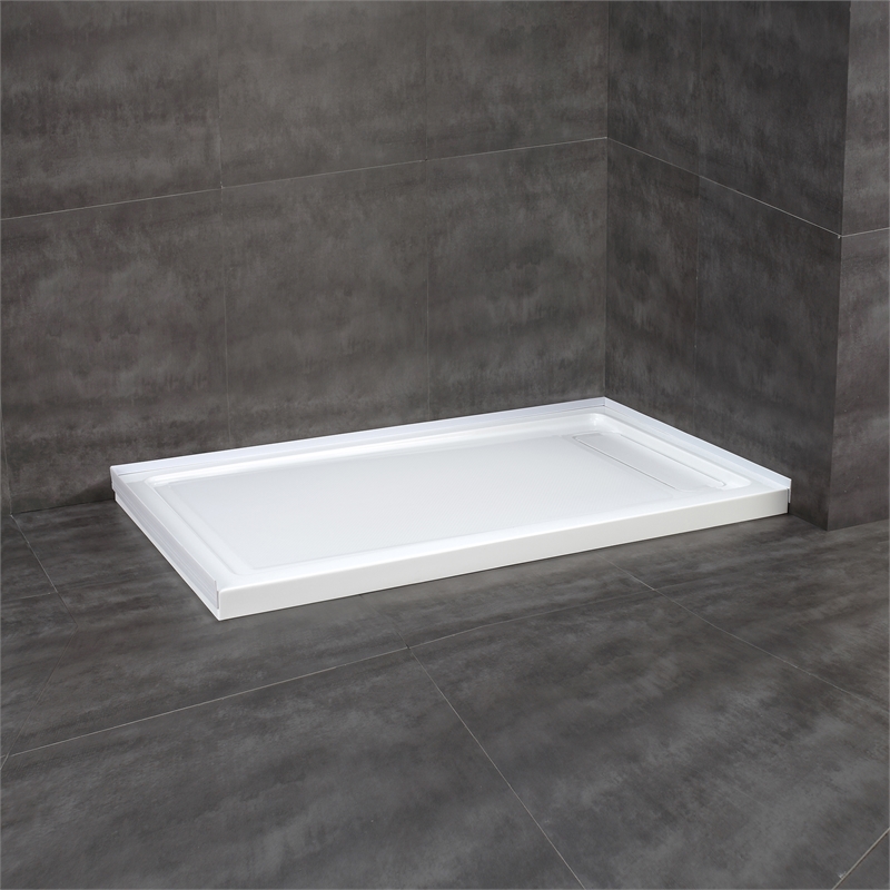Pemberly Row Brushed Nickel Alcove Shower Kit measuring 36