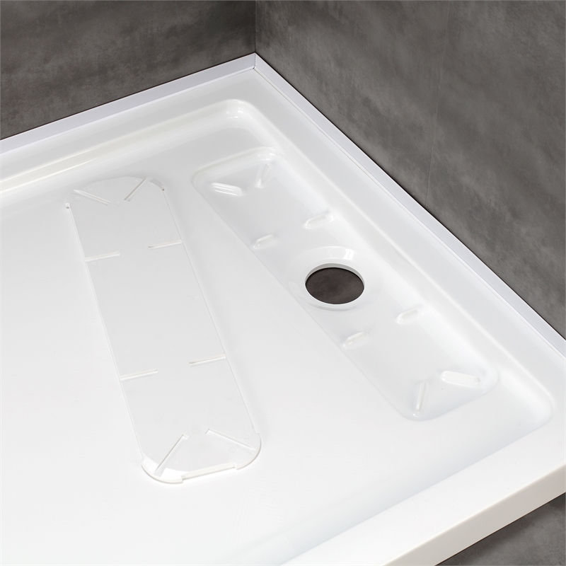 Pemberly Row Brushed Nickel Alcove Shower Kit measuring 36