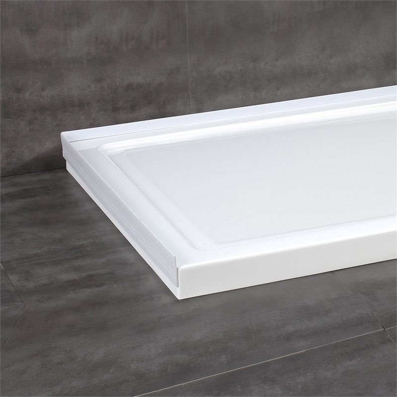 Pemberly Row Brushed Nickel Alcove Shower Kit measuring 36