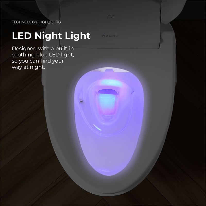 Pemberly Row Electric Bidet Smart Toilet Seat for Elongated Bowl in White