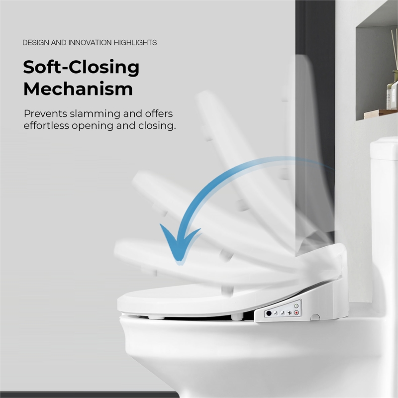 Pemberly Row Electric Bidet Smart Toilet Seat for Elongated Bowl in White