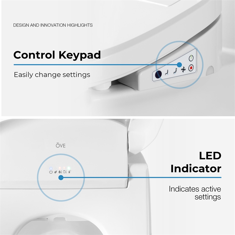 Pemberly Row Electric Bidet Smart Toilet Seat for Elongated Bowl in White
