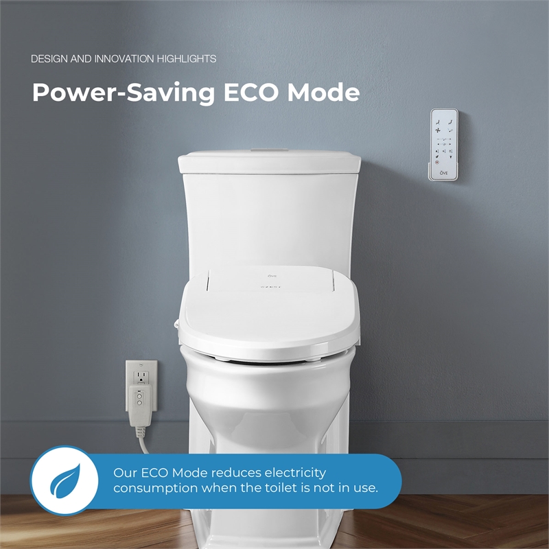 Pemberly Row Electric Bidet Smart Toilet Seat for Elongated Bowl in White
