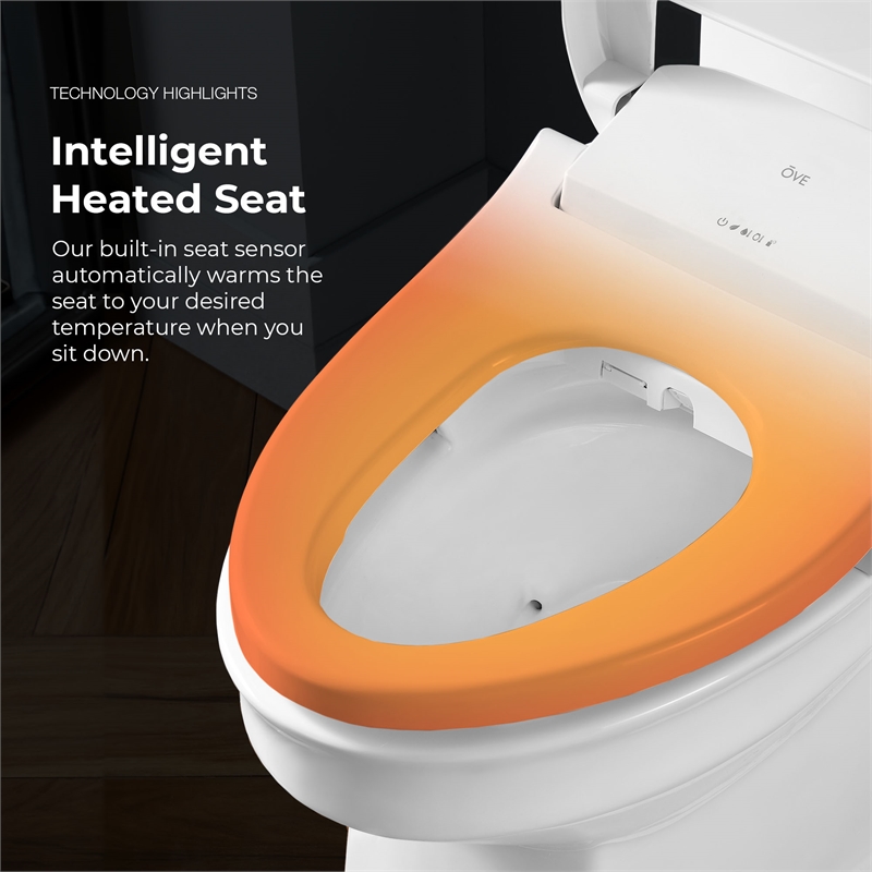 Pemberly Row Electric Bidet Smart Toilet Seat for Elongated Bowl in White