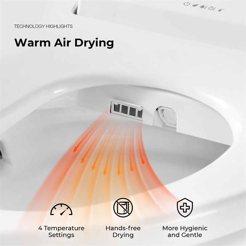 Pemberly Row Electric Bidet Smart Toilet Seat for Elongated Bowl in White