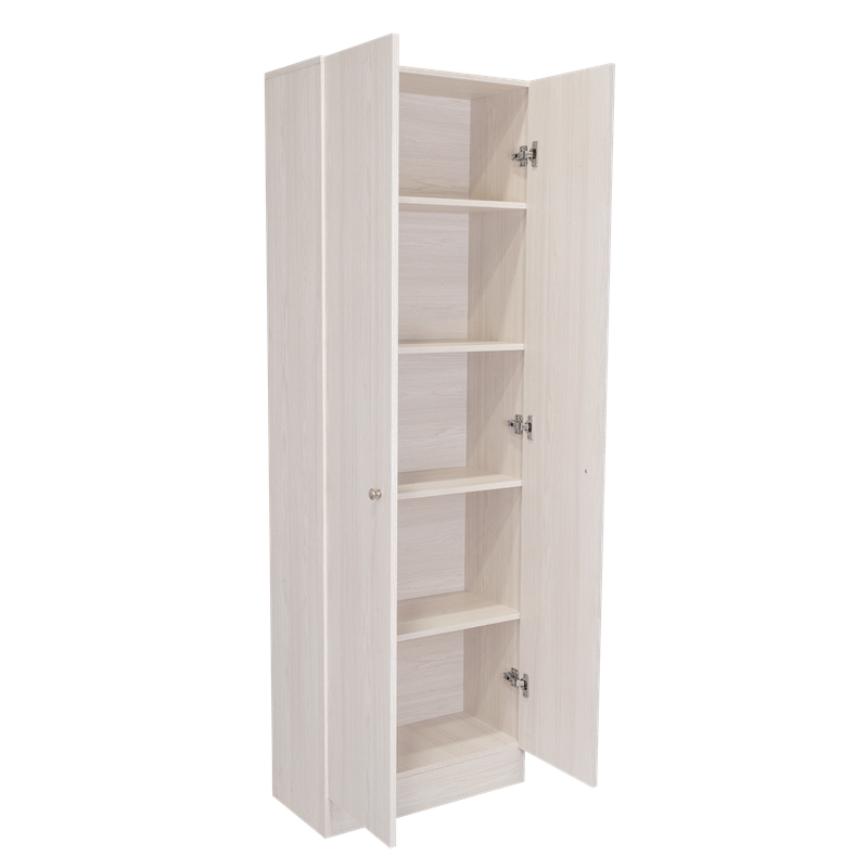 Pemberly Row Free Standing 5-Shelf Multistorage Pantry Cabinet in Pearl