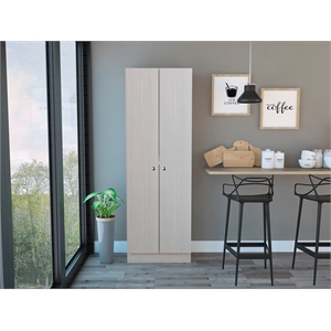 Pemberly Row Free Standing 5-Shelf Multistorage Pantry Cabinet in Pearl