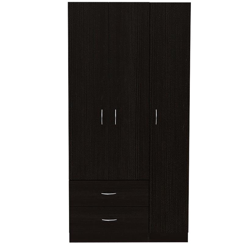 Pemberly Row 3 Door Armoire with 2 Drawers 71in High in Black
