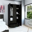 Pemberly Row 3 Door Armoire with 2 Drawers 71in High in Black