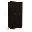 Pemberly Row 3 Door Armoire with 2 Drawers 71in High in Black
