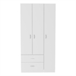 Pemberly Row 3 Door Armoire 35.4in Wide with 2 Drawers in White