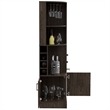 Pemberly Row Corner Bar and Wine Cabinet with Rack in Weathered Oak
