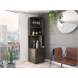 Pemberly Row Corner Bar and Wine Cabinet with Rack in Weathered Oak