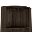 Pemberly Row Corner Bar and Wine Cabinet with Rack in Weathered Oak