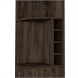 Pemberly Row Corner Bar and Wine Cabinet with Rack in Weathered Oak