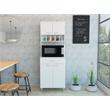Pemberly Row Kitchen Pantry with 23.6in Microwave Counter in White