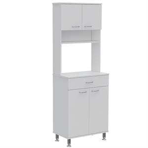 Pemberly Row Kitchen Pantry with 23.6in Microwave Counter in White