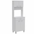 Pemberly Row Kitchen Pantry with 23.6in Microwave Counter in White