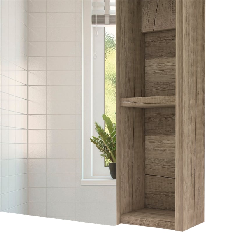 Pemberly Row Medicine Cabinet with Mirror 36.2in Wide in Weathered Oak