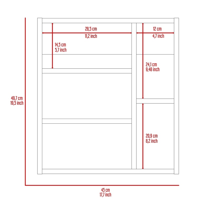 Pemberly Row Medicine Cabinet with Mirror 36.2in Wide in Weathered Oak