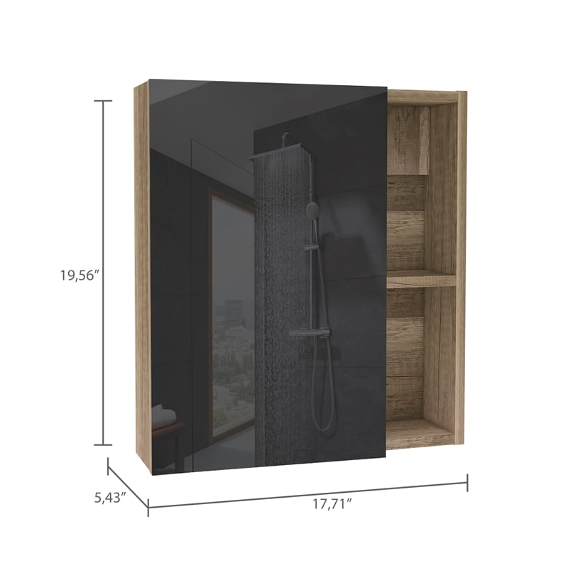 Pemberly Row Medicine Cabinet with Mirror 36.2in Wide in Weathered Oak