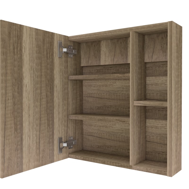 Pemberly Row Medicine Cabinet with Mirror 36.2in Wide in Weathered Oak