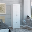 Pemberly Row 2 Door 2 Drawer Armoire with Hanging Rod in White