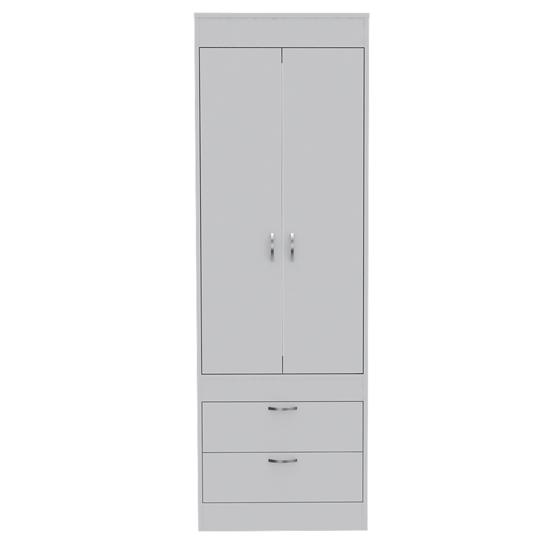 Pemberly Row 2 Door 2 Drawer Armoire with Hanging Rod in White