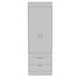 Pemberly Row 2 Door 2 Drawer Armoire with Hanging Rod in White