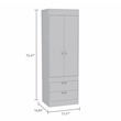 Pemberly Row 2 Door 2 Drawer Armoire with Hanging Rod in White