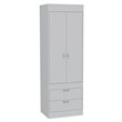 Pemberly Row 2 Door 2 Drawer Armoire with Hanging Rod in White