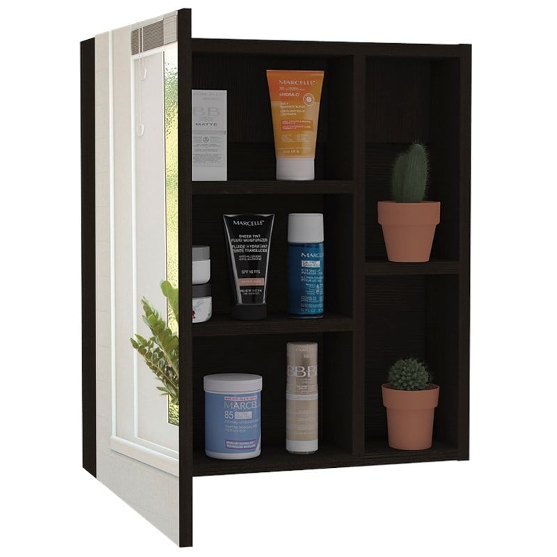 Pemberly Row Medicine Cabinet with Mirror 36.2in Wide in Black