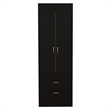 Pemberly Row 2 Door 2 Drawer Armoire with Hanging Rod in Black Wengue