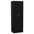 Pemberly Row 2 Door 2 Drawer Armoire with Hanging Rod in Black Wengue