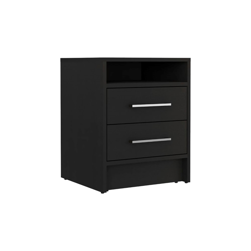 Pemberly Row Compact 2 Drawer Nightstand 19.9in High in Black