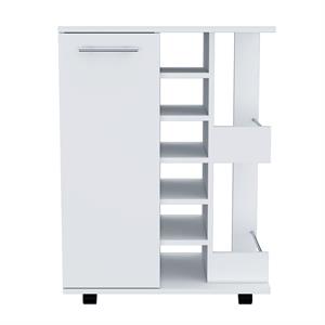 Pemberly Row Mobile Bar Cart with Wine Storage and Casters in White