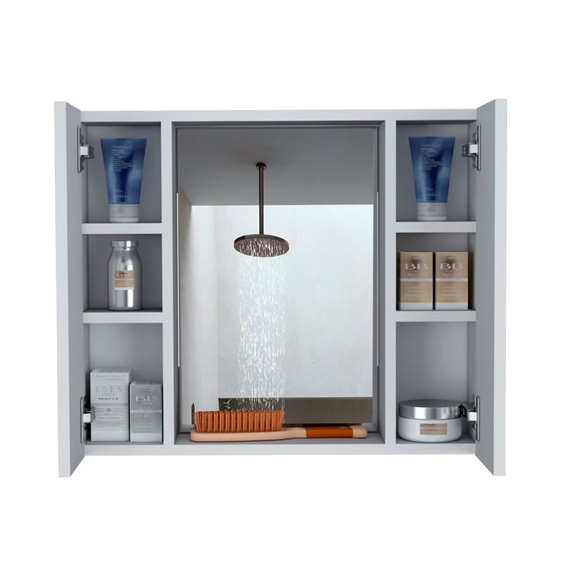 Pemberly Row Medicine Cabinet with Mirror 23.62in Wide in White