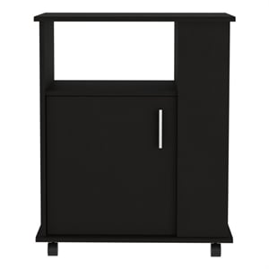 Pemberly Row Mobile Kitchen Microwave Cart with Spice Racks in Black