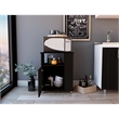 Pemberly Row Mobile Kitchen Microwave Cart with Spice Racks in Black