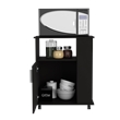 Pemberly Row Mobile Kitchen Microwave Cart with Spice Racks in Black