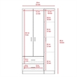 Pemberly Row 3 Door Armoire 35.4in Wide with 2 Drawers in Gray