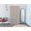 Pemberly Row 3 Door Armoire 35.4in Wide with 2 Drawers in Gray