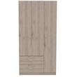 Pemberly Row 3 Door Armoire 35.4in Wide with 2 Drawers in Gray