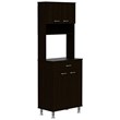 Pemberly Row Kitchen Pantry with 23.6in Microwave Counter in Black