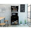 Pemberly Row Kitchen Pantry with 23.6in Microwave Counter in Black