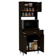 Pemberly Row Kitchen Pantry with 23.6in Microwave Counter in Black