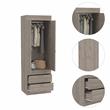 Pemberly Row 2 Door 2 Drawer Armoire with Hanging Rod in Gray